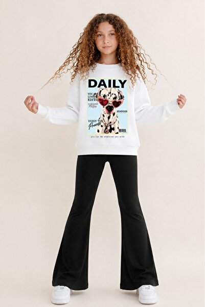 Belya Kids Wear Djevojački komplet: Top i donji deo, široki donji leggins, di...