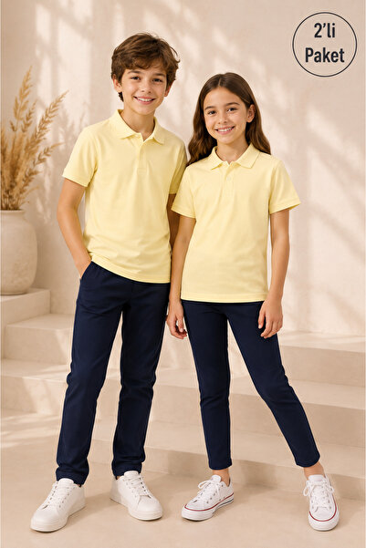 Loule Children's Unisex 2-Piece Short Sleeve Polo Collar T-Shirt 100% Cotton ...