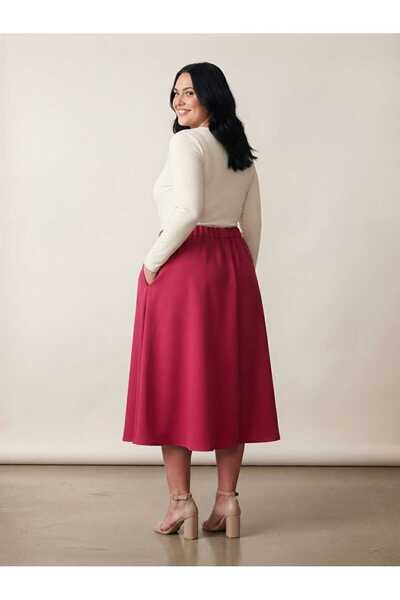 SIMPLU FASHION Fusta midi clos cu buzunare laterale