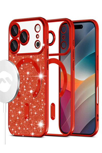 AUDIOX Калъф MagSparks за iPhone 17 Pro Max, с брокат, двуслоен, със защита з...