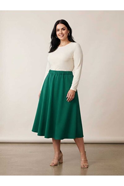 SIMPLU FASHION Fusta midi clos cu buzunare laterale