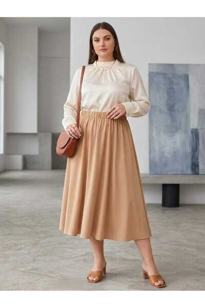 SIMPLU FASHION Fusta midi clos cu buzunare laterale