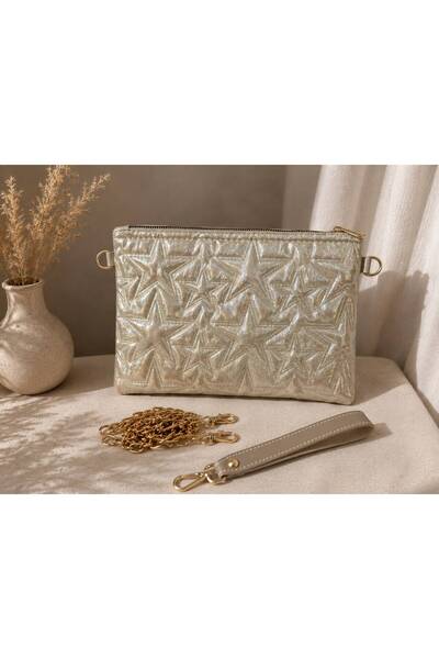 todays co Gold Hand and Shoulder Bag with Starry Adjustable Strap