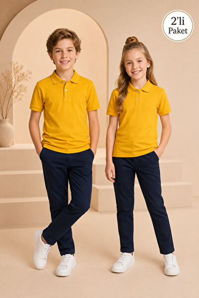 Loule Children's Unisex 2-Piece Short Sleeve Polo Collar T-Shirt 100% Cotton ...