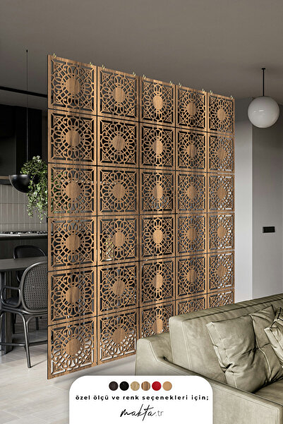 makta ® Perde Paravan | Lazer Kesim Ahşap Sarkıt Seperatör, 4'lü Panel Levha ...