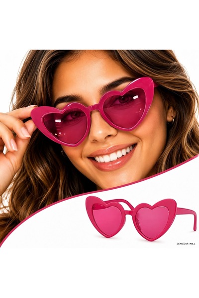 ZERO LAND Zngzrmll Fuchsia Pink Heart Shaped (213516) Party Glasses