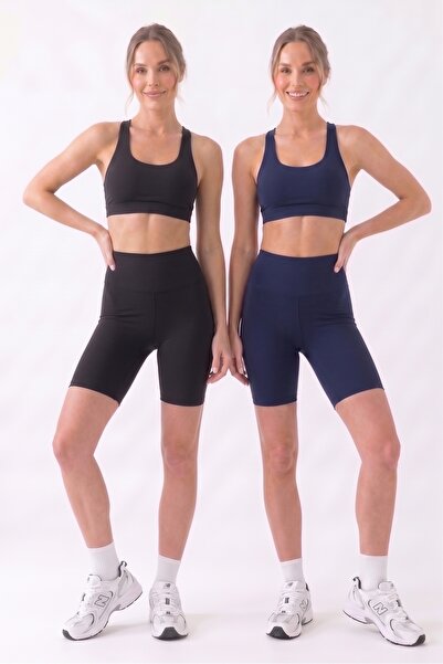 ONLİO GİYİM Women's 2-Piece Advantageous (Black-Navy Blue) High Waist Toning ...