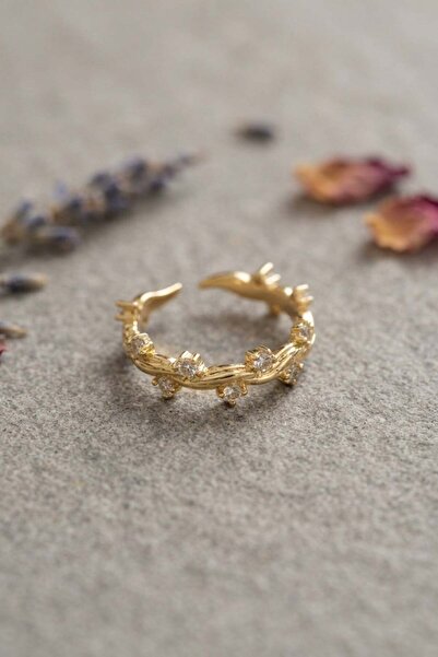 Inure Jewelry Gold Color Zircon Stone Ivy Model Women's Ring