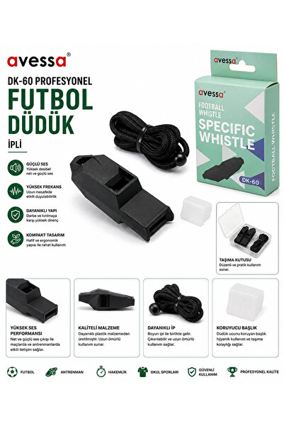 AVESSA DK-60 Profesyonel Futbol Düdüğü - Güçlü ve Net Ses - Dayanıklı plastik...