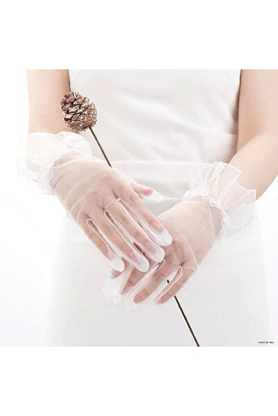 ZERO LAND Zngzrmll Short Length Lycra Guipure Adult Tulle Gloves (214538) Whi...