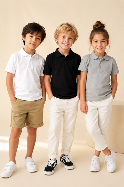 Loule Children's 3-Pack Short Sleeve Polo Collar School T-Shirt 100% Cotton L...