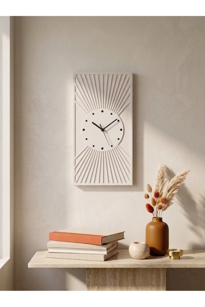 KAVELD Minimalist Duvar Saati - Güneş Işınları Motifli Dekoratif Taş Duvar Sa...