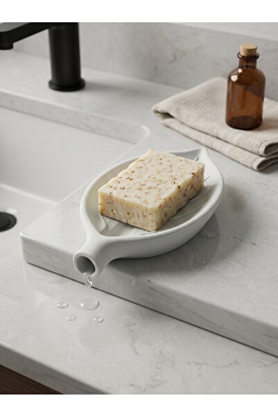 Fulmin Modern Leaf Soap Dish / 15 cm / Decorative Design with Water Drainage ...
