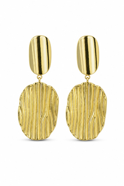 Jack Ferrero Modern Design Two Layer Wavy Pattern Yellow Bijoux Earrings