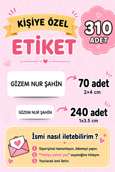Hume Craft 310 Adet Kişiye Özel Okul Etiketi Kalem Defter Etiketi Özel Isim Y...