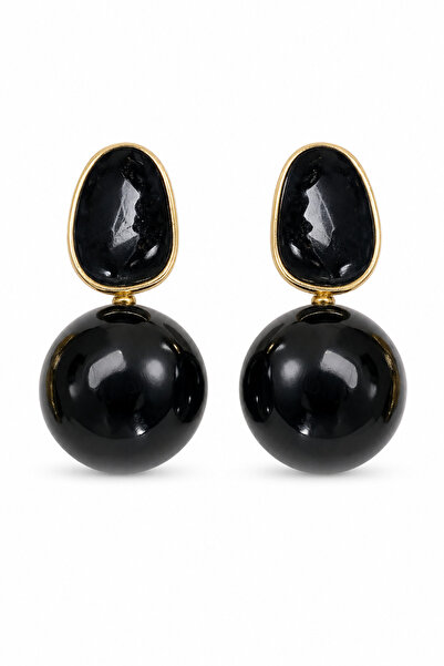 Jack Ferrero Black Drop and Ball Detailed Stylish Bijouterie Earrings