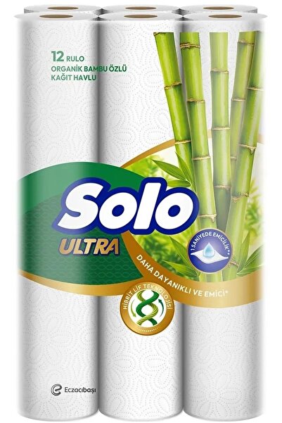 Solo Ultra Kağıt Havlu 12 Li Paket Rulo Organik Bambu ve Pamuk Özlü