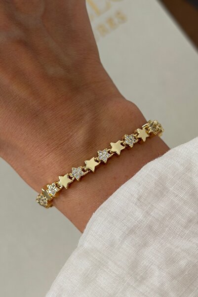 Lavian Accessories 14K Rengi Yıldız Sıralı Bileklik