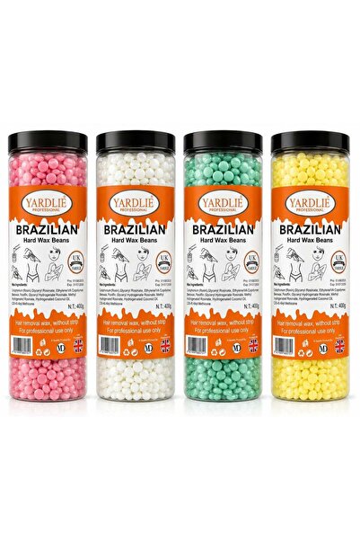 YARDLEY Yardlie Professional Brazilian Hard Wax Beans Hair Removal Set, 4 x 400g