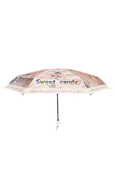 Sweet Candy Γυναικεία συνθετική ομπρέλα με σχέδιο κούκλας, κάλυμμα και κρεμασ...