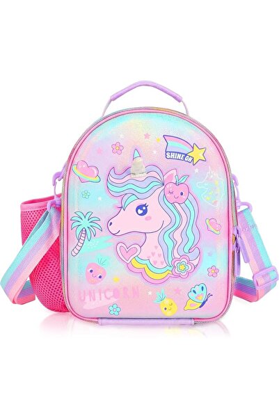 POWERKİNG Double Layer Insulated Kids Lunch Box with Water Bottle Holder Larg...