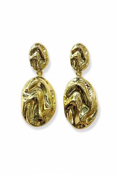 Jack Ferrero Yellow Color Organic Formed Textured Drop Bijouterie Earrings