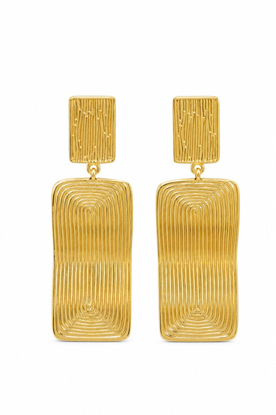 Jack Ferrero Yellow Rectangular Patterned Dangle Bijouterie Earrings for Women