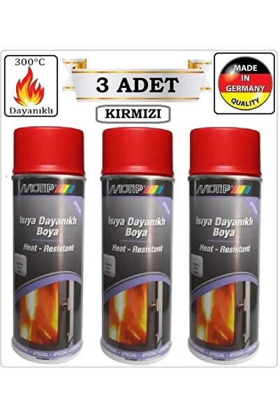 Motip ISIYA DAYANIKLI BOYA (3 ADET KIRMIZI) YANMAZ EGSOZ MANGAL FIRIN BOYASI ...