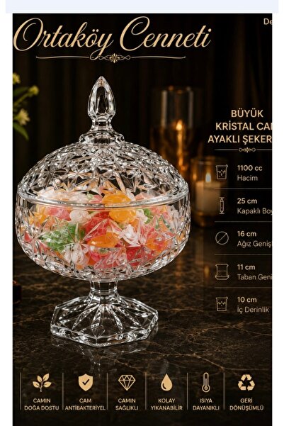 ORTAKÖYCENNETİ Vas pentru ciocolată și bomboane din cristal, cu capac și pici...