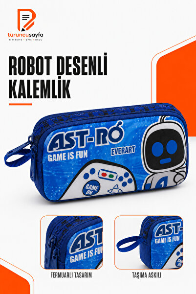 everart Kalem Çantası Çift Bölmeli Astro Mavi