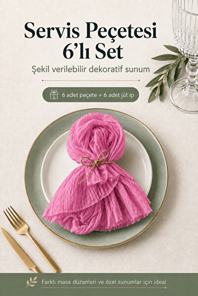 Soft Kare Özel Günler İçin Bohem Yemek Servis Peçetesi 6’lı Set – 40×40 cm