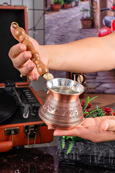 DMT COPPER HOME Handmade Embroidered Pewter Thick Copper Coffee Pot for 4-5 P...