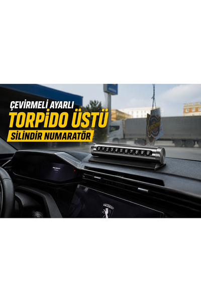 Çevirmeli Ayarlı Torpido Üstü Silindir Numaratör | Araç İçi Telefon Not ve Park Numarası Tutucu