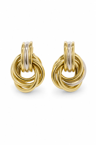 Jack Ferrero Yellow and Gray Tone Steel Hoop Earrings Stylish Design for Women
