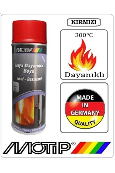 Motip ISIYA DAYANIKLI BOYA (KIRMIZI) YANMAZ EGSOZ MANGAL FIRIN BOYASI (300°C)...