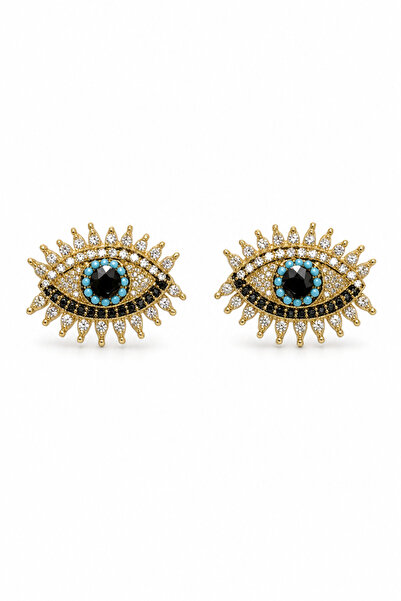 Jack Ferrero Eye Motif Stone Yellow Color Bijouterie Earrings for Women