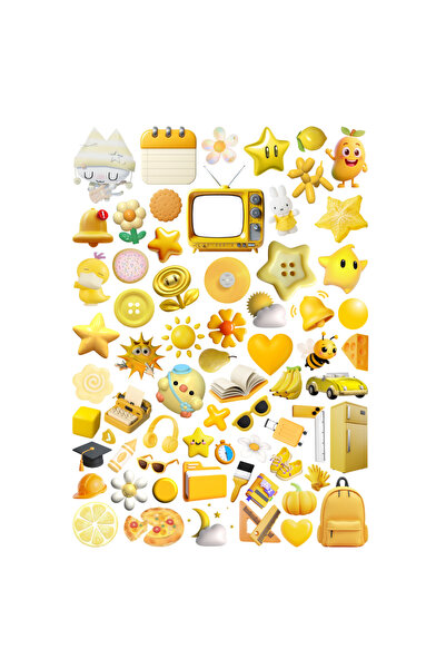 Ororabutik 67 Pieces Yellow Juminocore Themed Sticker Set Cute Aesthetic Stic...