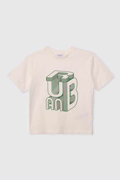 Panço Boy's Crew Neck Ecru T-Shirt