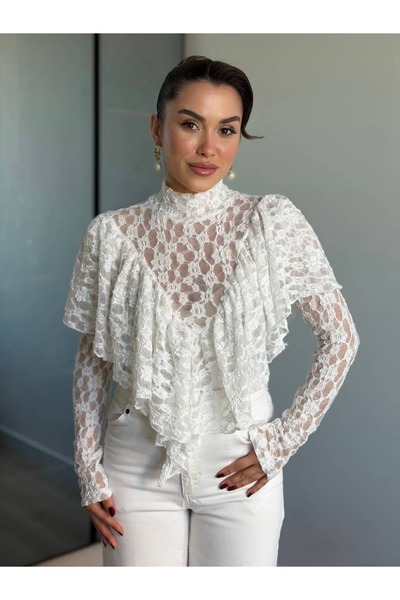 ROUPAS COLLECTİON Fırfır Detay Dantel Bluz