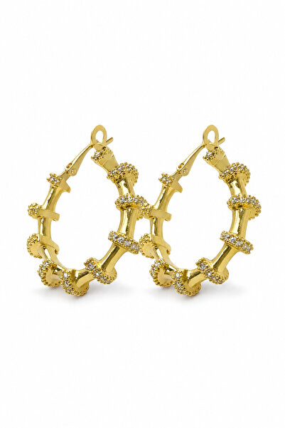 Jack Ferrero Stylish Hoop Earrings with Yellow Stone Detail - for Everyday an...
