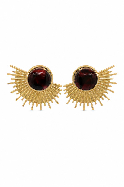 Jack Ferrero Yellow Color Sun Patterned Red Veined Bijouterie Earrings