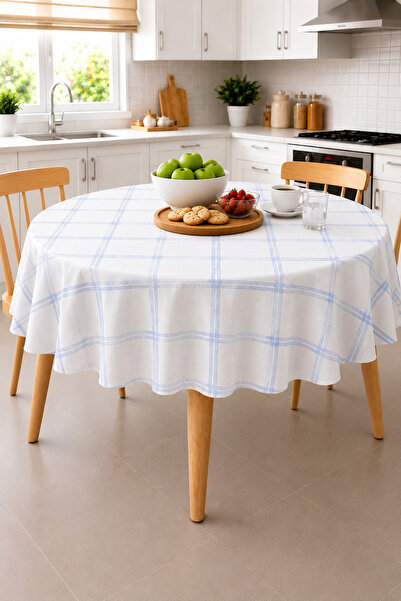 Ozsport Patterned Round Pvc Oilcloth Tablecloth, Wipeable and Stain Resistant