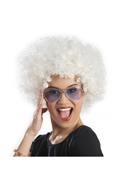 pınaxar Perucă afro ondulată de culoare albă