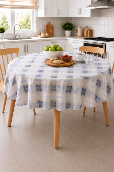 Ozsport Patterned Round Pvc Oilcloth Tablecloth, Wipeable and Stain Resistant