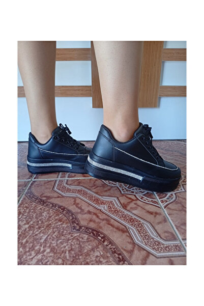 pınaxar Women's High Sole Comfortable Stylish Daily Sports Shoes Black Color