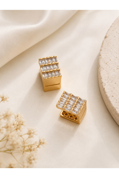 Archhazel Jewelery Baguette Stone Steel Clip-On Earrings