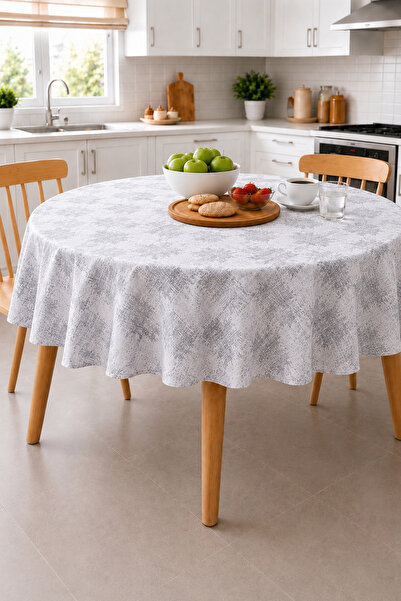 Ozsport Patterned Round Pvc Oilcloth Tablecloth, Wipeable and Stain Resistant