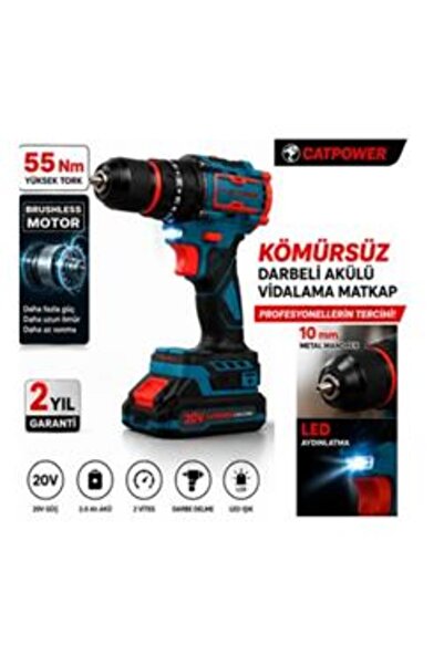 catpowertools ShakkkMarket CATPOWER 1050 Kömürsüz Darbeli Şarjlı Matkap Vidal...