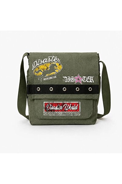 Generic Brand World Printed Khaki Eyelet Messenger Bag