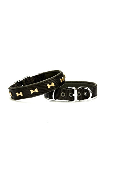 pınaxar Soft Bone Patterned Dog Collar 2.5 cm X 50 cm Black